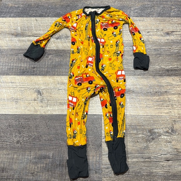 Little Sleepies Firefighter Dog Print Zippies 6-12 Montgs - Picture 1 of 4